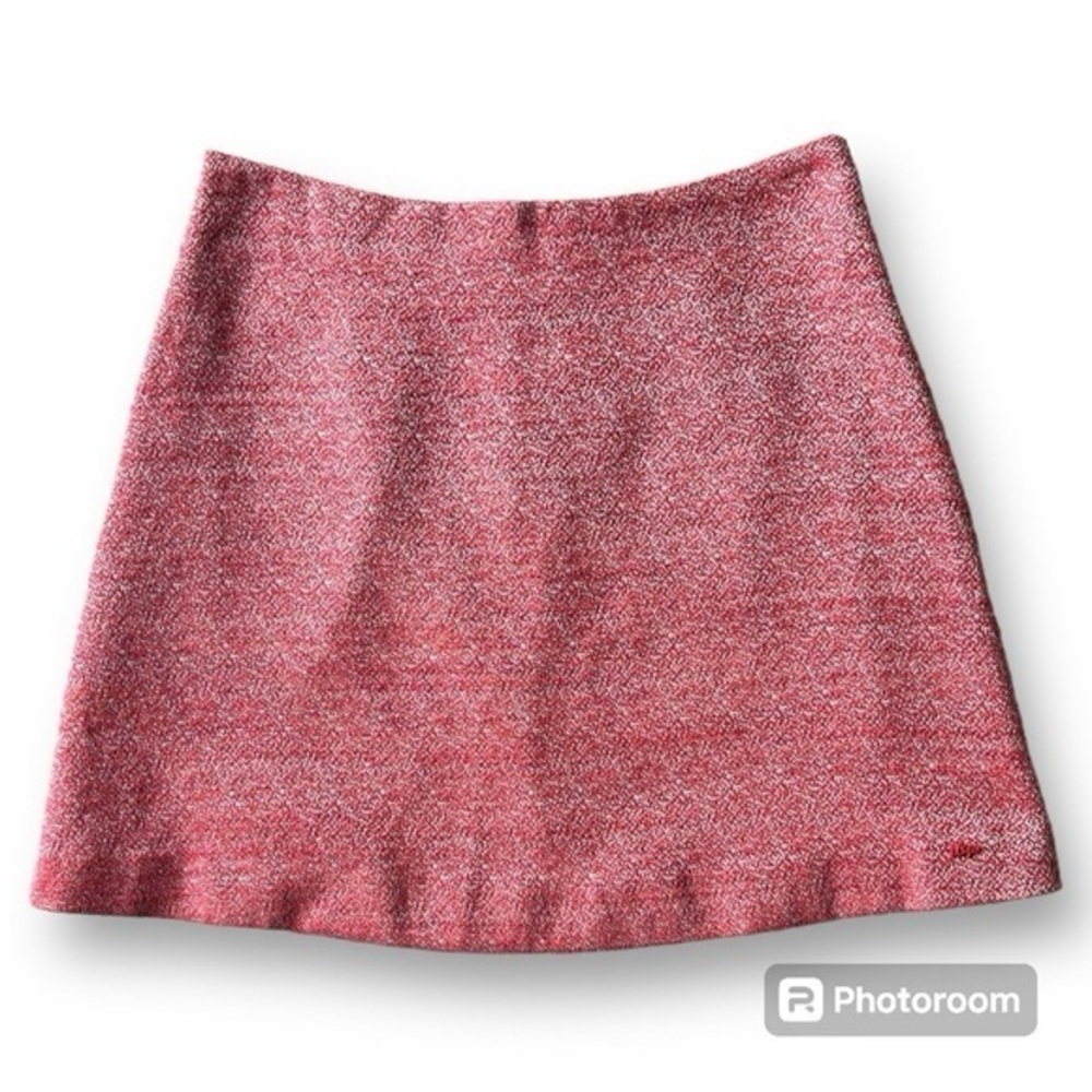 Cop.Copine Publier A-Line Red Pink Mini Skirt Linen Blend Tweed Sz 38 (M)